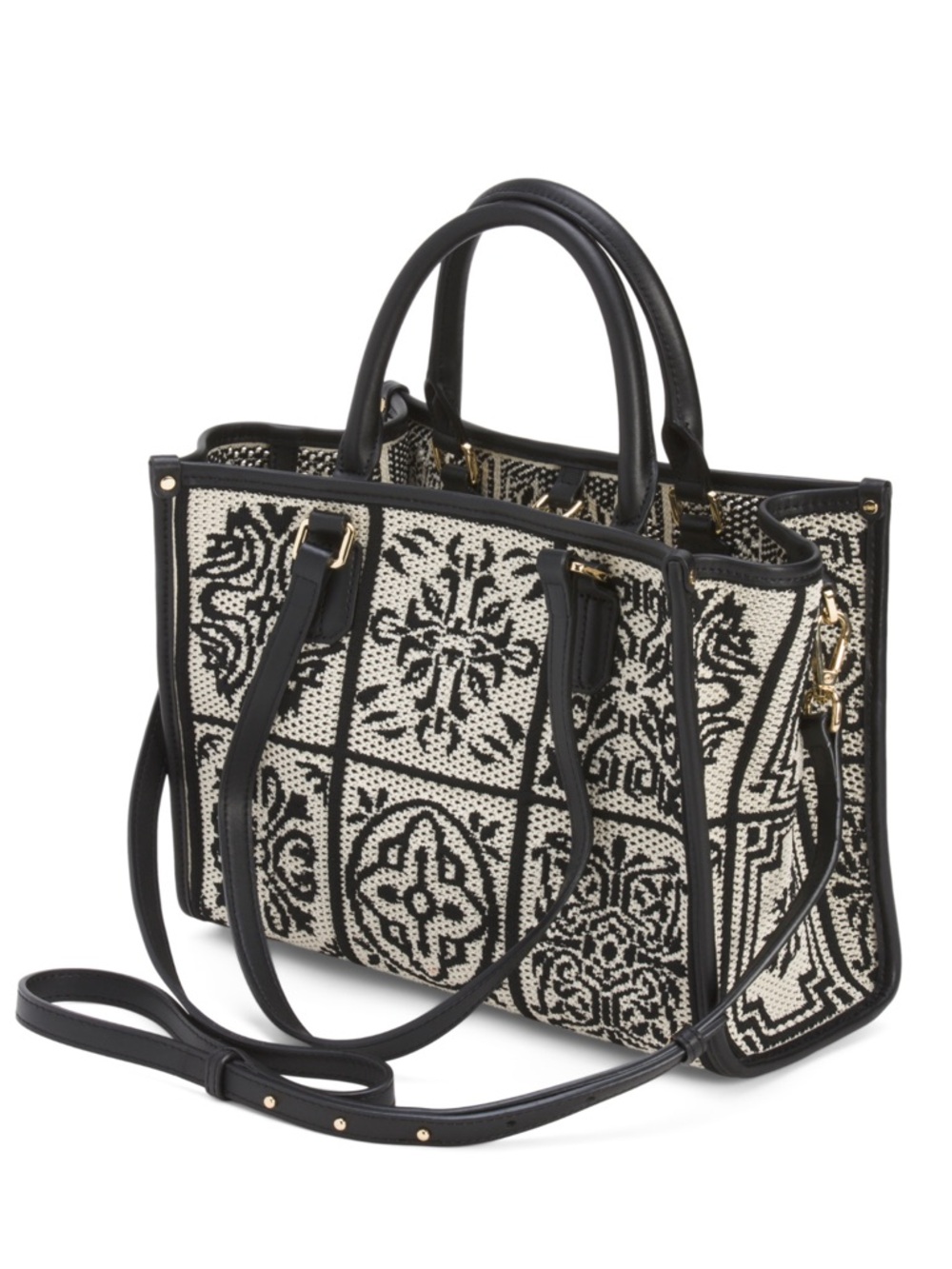 Viola Castellani leather crochet tote black/beige Made in Italy New - Picture 5 of 10